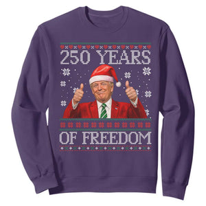 250 Years Of Freedom Christmas Sweatshirt 250th Anniversary USA Trump Ugly Xmas TS10 Purple Print Your Wear