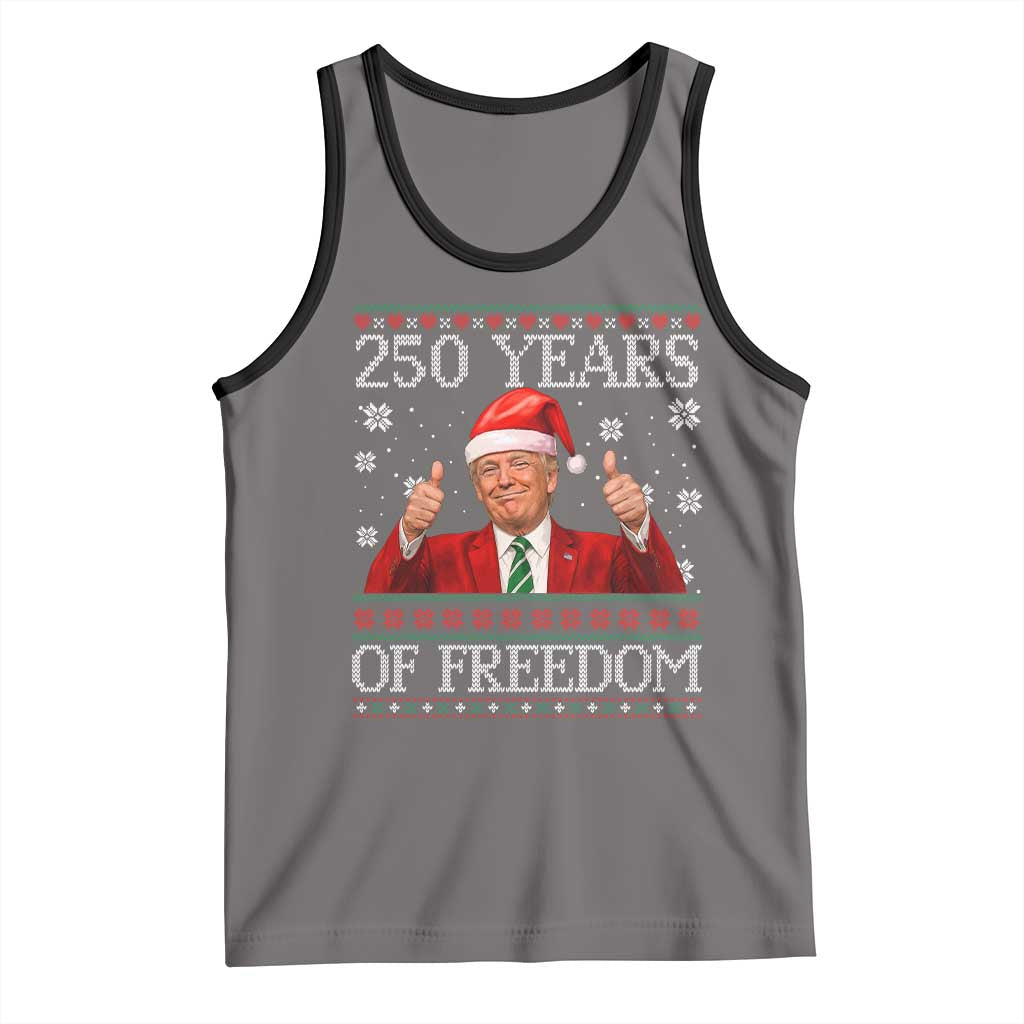 250 Years Of Freedom Christmas Tank Top 250th Anniversary USA Trump Ugly Xmas TS10 Deep Heather Black Print Your Wear