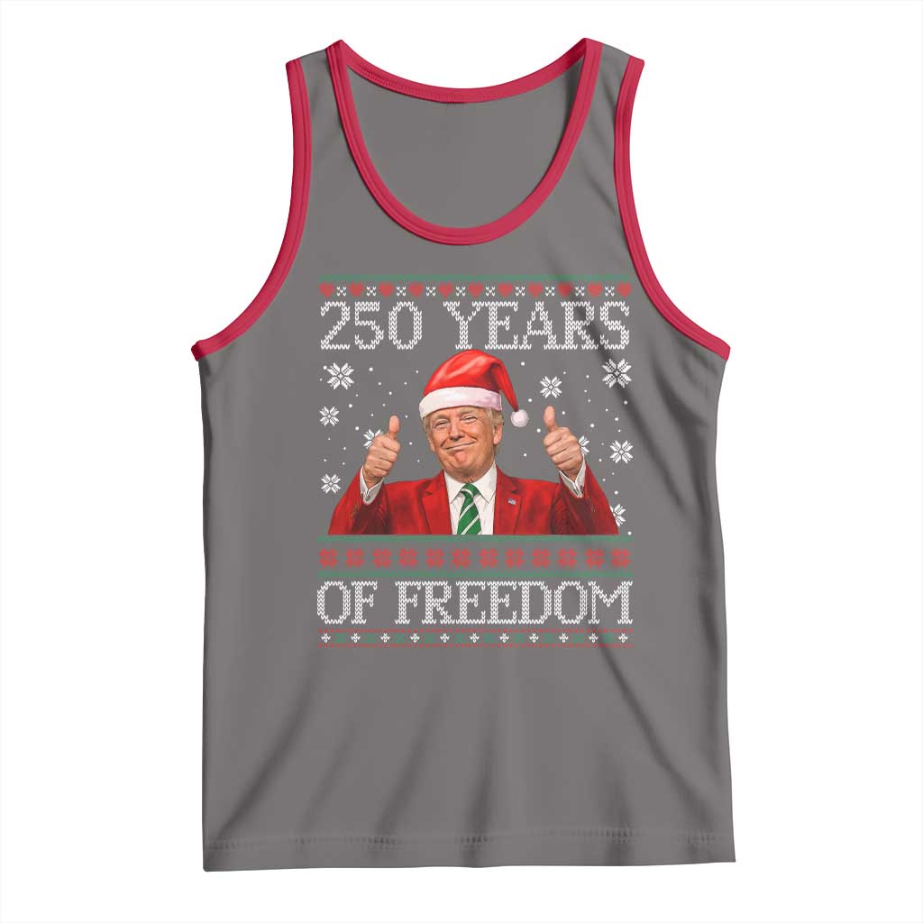 250 Years Of Freedom Christmas Tank Top 250th Anniversary USA Trump Ugly Xmas TS10 Deep Heather Red Print Your Wear