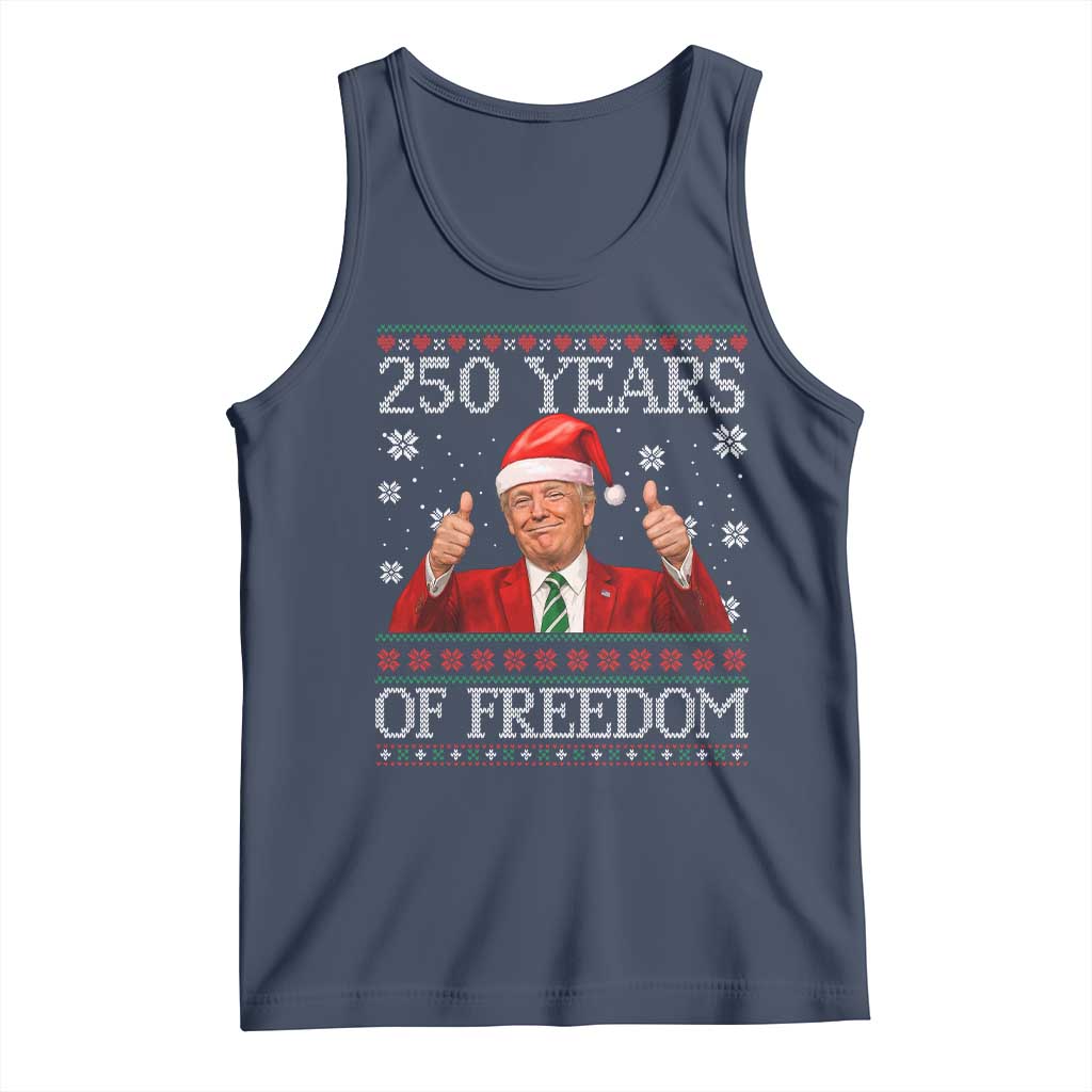 250 Years Of Freedom Christmas Tank Top 250th Anniversary USA Trump Ugly Xmas TS10 Navy Print Your Wear