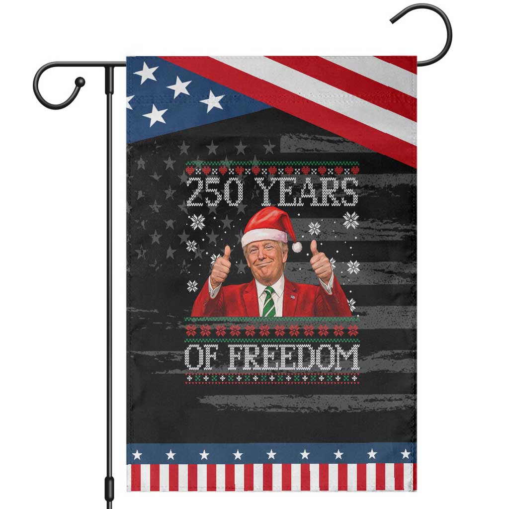 250 Years Of Freedom Christmas Garden Flag 250th Anniversary USA Trump Ugly Xmas TS10 Distressed Black Blue Print Your Wear