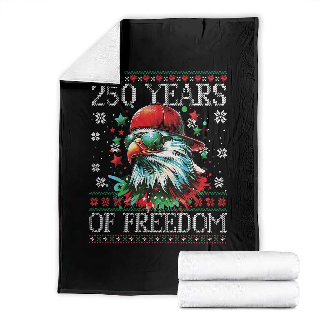 250 Years Of Freedom Christmas Throw Blanket 250th Anniversary USA Eagle Ugly Xmas TS10 Black Print Your Wear