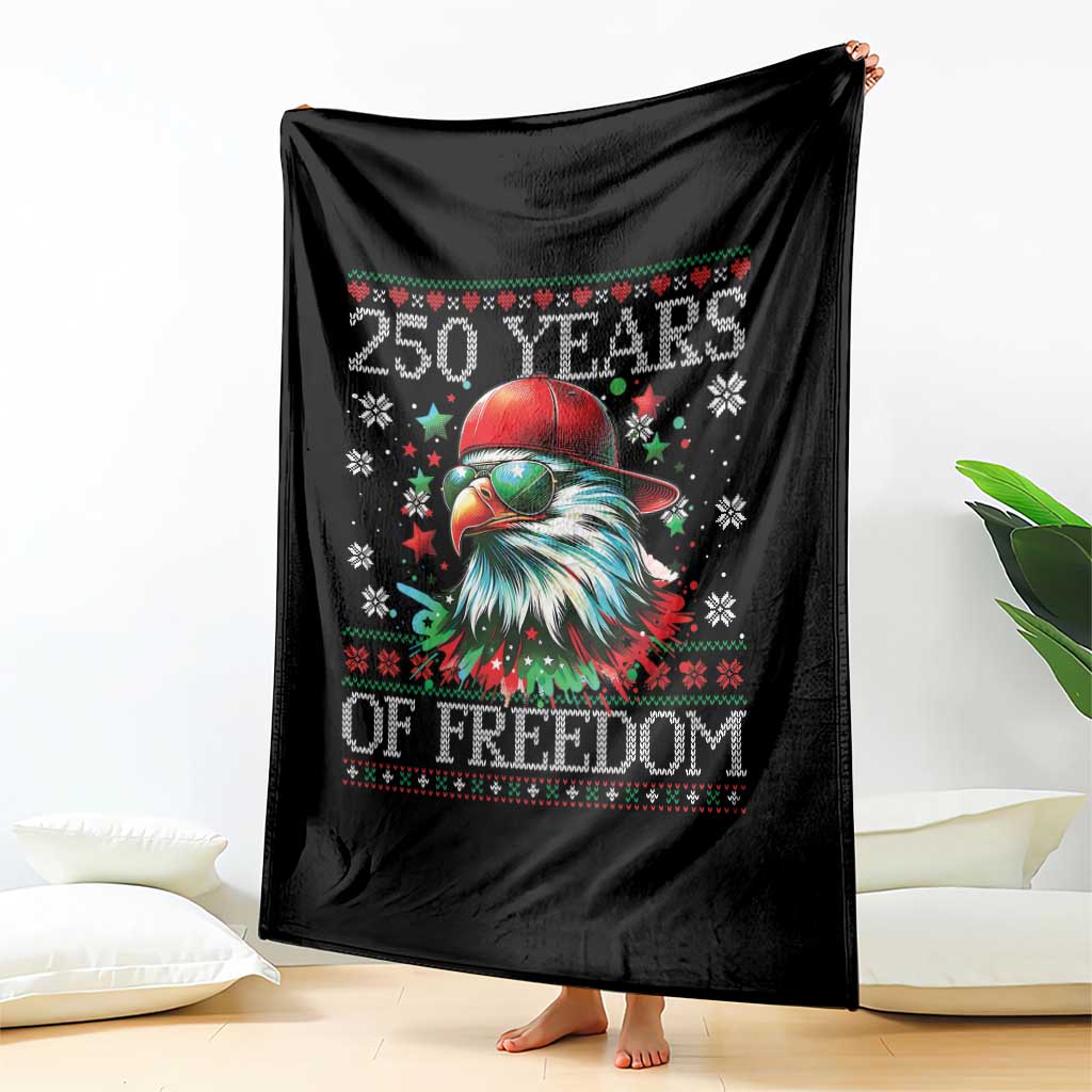 250 Years Of Freedom Christmas Throw Blanket 250th Anniversary USA Eagle Ugly Xmas TS10 Print Your Wear