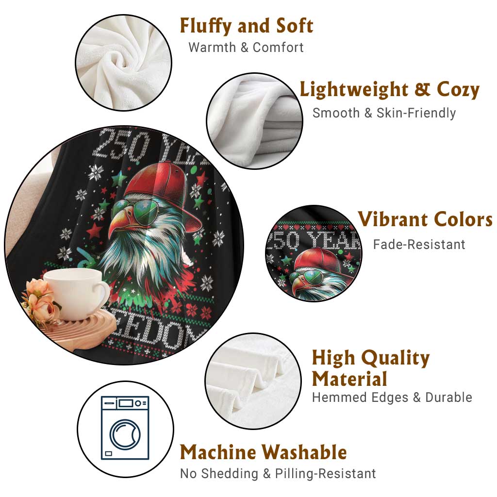 250 Years Of Freedom Christmas Throw Blanket 250th Anniversary USA Eagle Ugly Xmas TS10 Print Your Wear