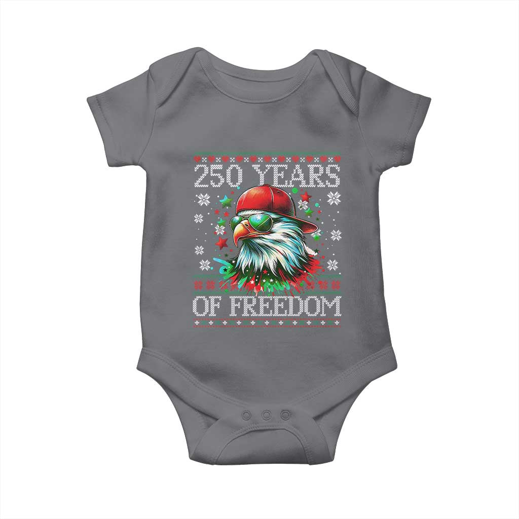 250 Years Of Freedom Christmas Baby Onesie 250th Anniversary USA Eagle Ugly Xmas TS10 Charcoal Print Your Wear