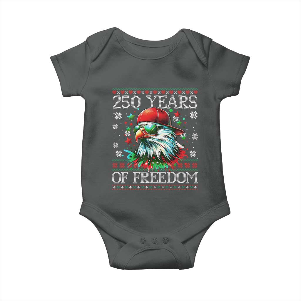 250 Years Of Freedom Christmas Baby Onesie 250th Anniversary USA Eagle Ugly Xmas TS10 Dark Heather Print Your Wear