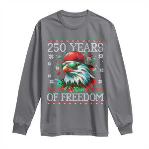 250 Years Of Freedom Christmas Long Sleeve Shirt 250th Anniversary USA Eagle Ugly Xmas TS10 Charcoal Print Your Wear