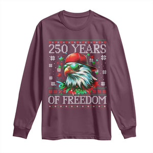 250 Years Of Freedom Christmas Long Sleeve Shirt 250th Anniversary USA Eagle Ugly Xmas TS10 Maroon Print Your Wear