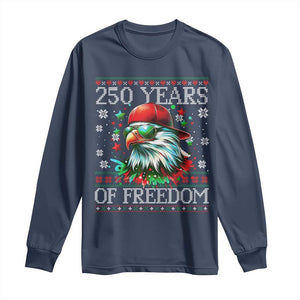 250 Years Of Freedom Christmas Long Sleeve Shirt 250th Anniversary USA Eagle Ugly Xmas TS10 Navy Print Your Wear