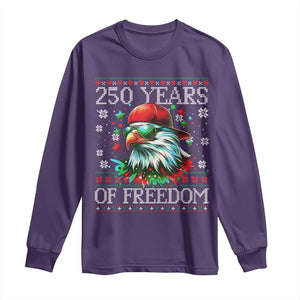 250 Years Of Freedom Christmas Long Sleeve Shirt 250th Anniversary USA Eagle Ugly Xmas TS10 Purple Print Your Wear