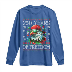 250 Years Of Freedom Christmas Long Sleeve Shirt 250th Anniversary USA Eagle Ugly Xmas TS10 Royal Blue Print Your Wear