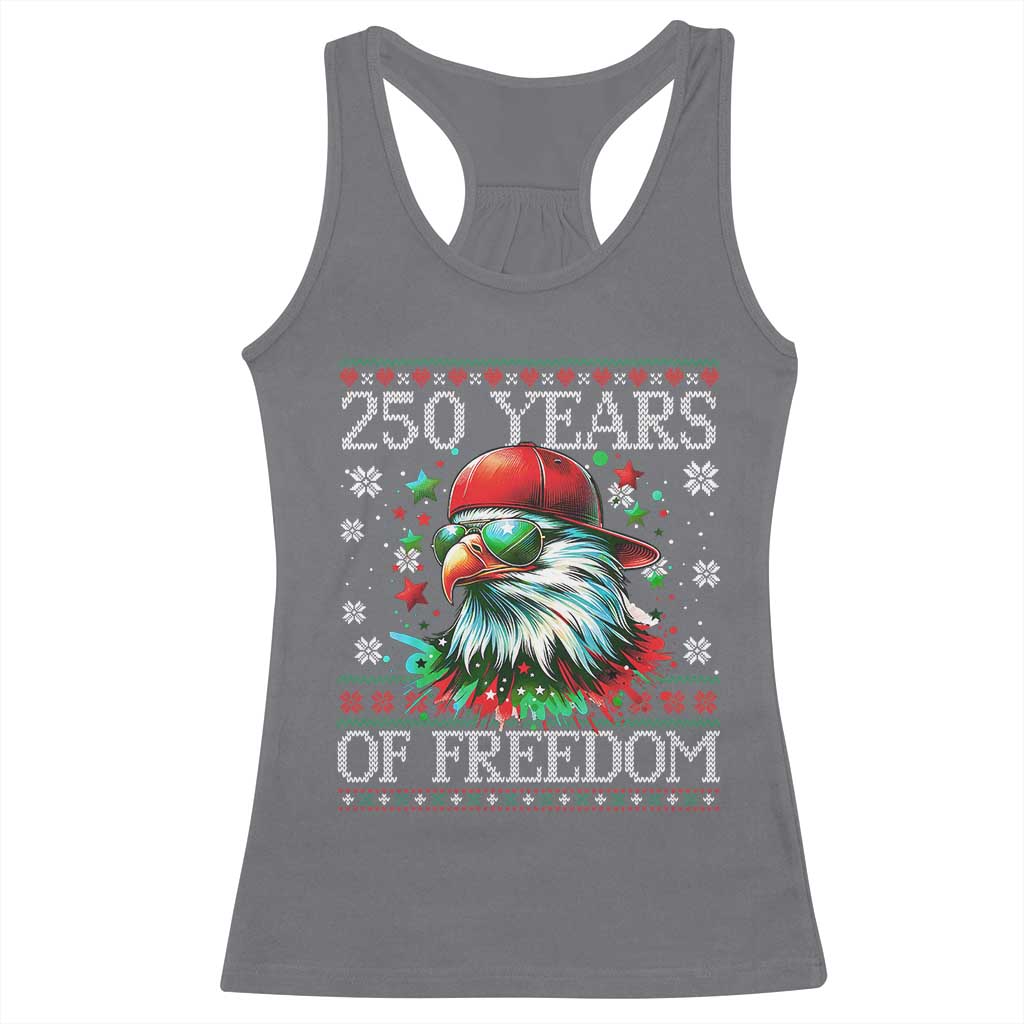 250 Years Of Freedom Christmas Racerback Tank Top 250th Anniversary USA Eagle Ugly Xmas TS10 Charcoal Print Your Wear