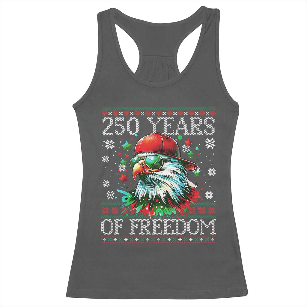 250 Years Of Freedom Christmas Racerback Tank Top 250th Anniversary USA Eagle Ugly Xmas TS10 Dark Heather Print Your Wear
