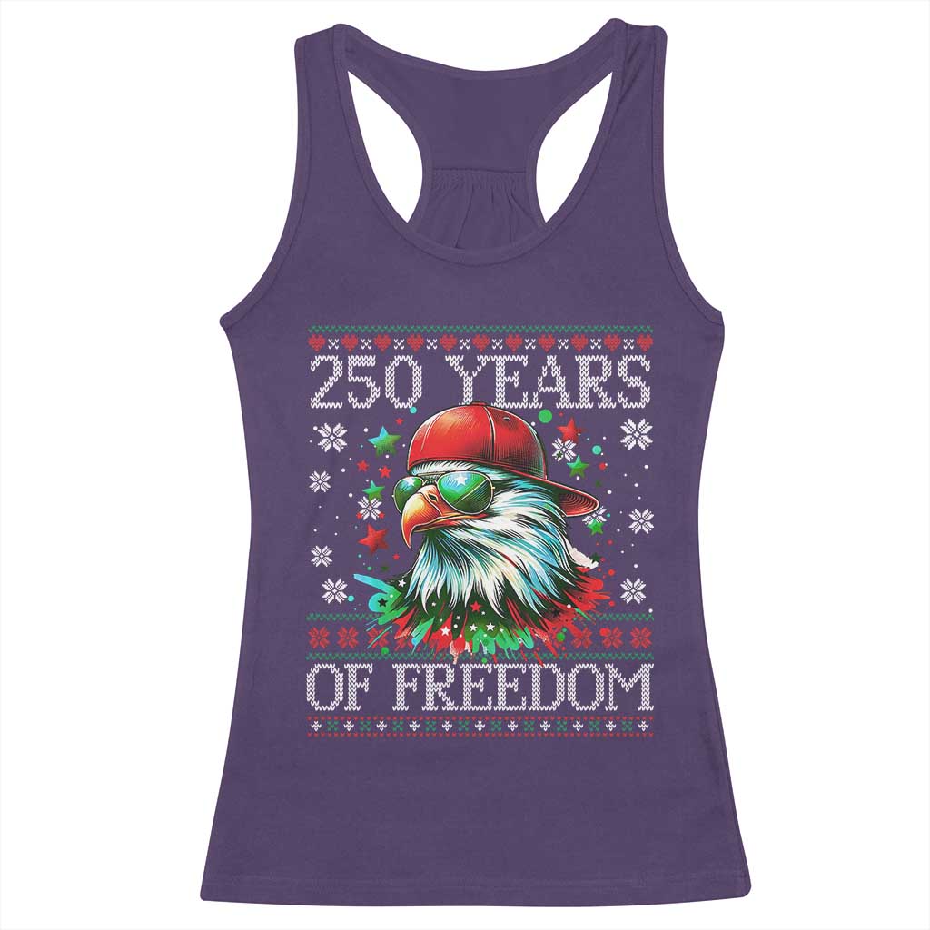 250 Years Of Freedom Christmas Racerback Tank Top 250th Anniversary USA Eagle Ugly Xmas TS10 Purple Print Your Wear