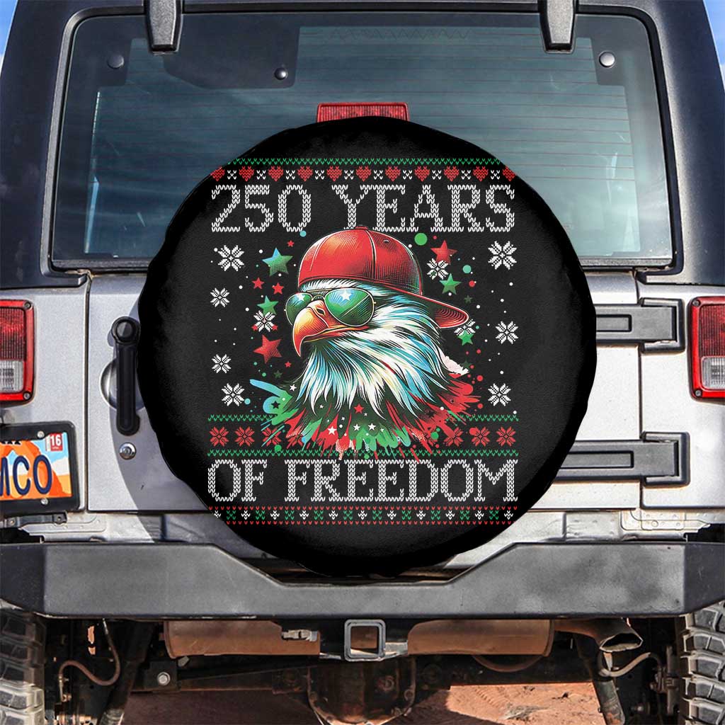 250 Years Of Freedom Christmas Spare Tire Cover 250th Anniversary USA Eagle Ugly Xmas TS10 No hole Black Print Your Wear
