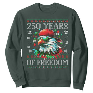 250 Years Of Freedom Christmas Sweatshirt 250th Anniversary USA Eagle Ugly Xmas TS10 Dark Forest Green Print Your Wear