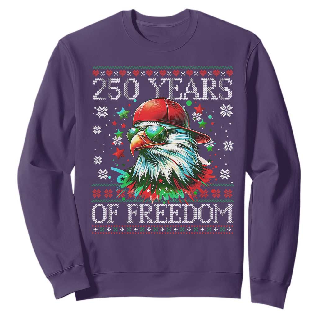 250 Years Of Freedom Christmas Sweatshirt 250th Anniversary USA Eagle Ugly Xmas TS10 Purple Print Your Wear