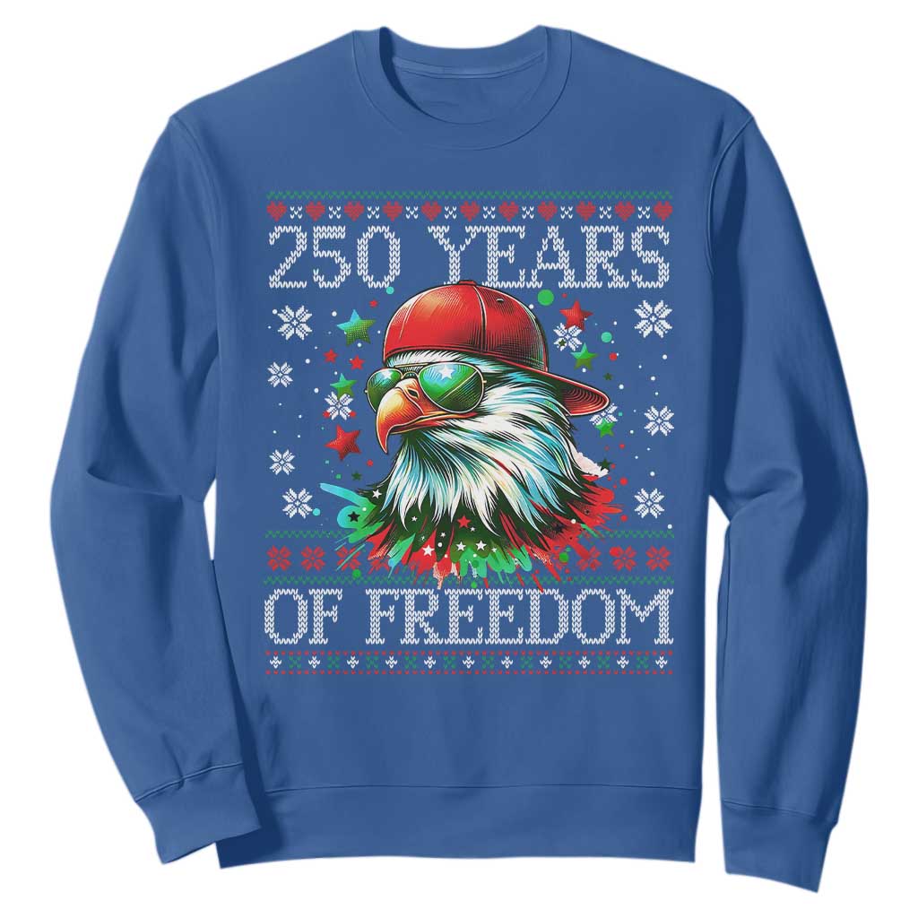 250 Years Of Freedom Christmas Sweatshirt 250th Anniversary USA Eagle Ugly Xmas TS10 Royal Blue Print Your Wear