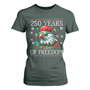 250 Years Of Freedom Christmas T Shirt For Women 250th Anniversary USA Eagle Ugly Xmas TS10 Dark Forest Green Print Your Wear