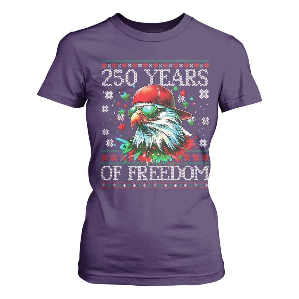 250 Years Of Freedom Christmas T Shirt For Women 250th Anniversary USA Eagle Ugly Xmas TS10 Purple Print Your Wear