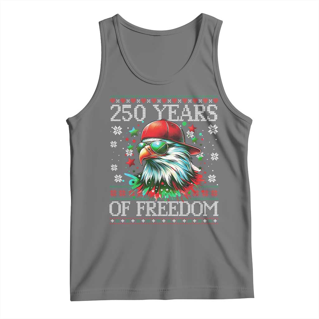 250 Years Of Freedom Christmas Tank Top 250th Anniversary USA Eagle Ugly Xmas TS10 Black Heather Print Your Wear
