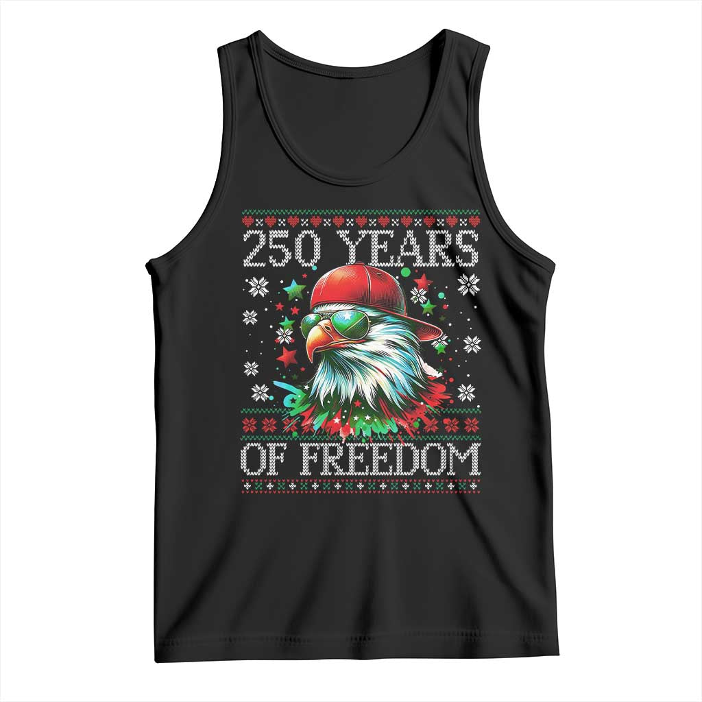 250 Years Of Freedom Christmas Tank Top 250th Anniversary USA Eagle Ugly Xmas TS10 Black Print Your Wear