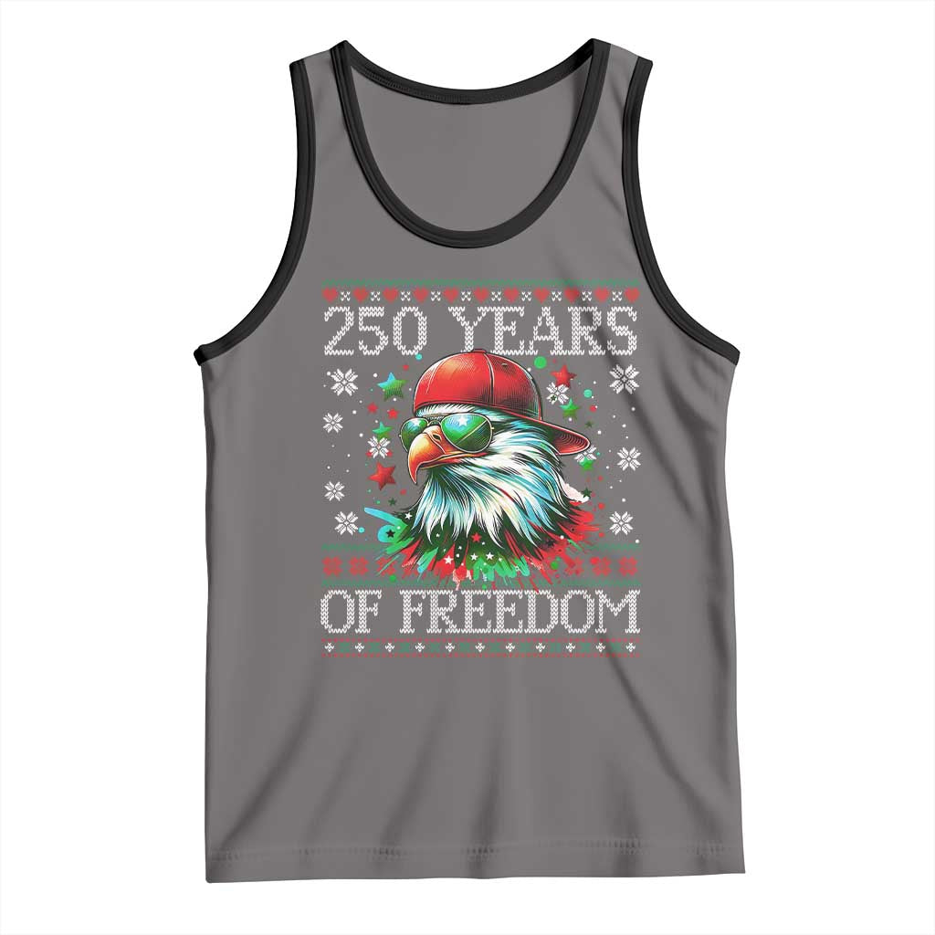 250 Years Of Freedom Christmas Tank Top 250th Anniversary USA Eagle Ugly Xmas TS10 Deep Heather Black Print Your Wear