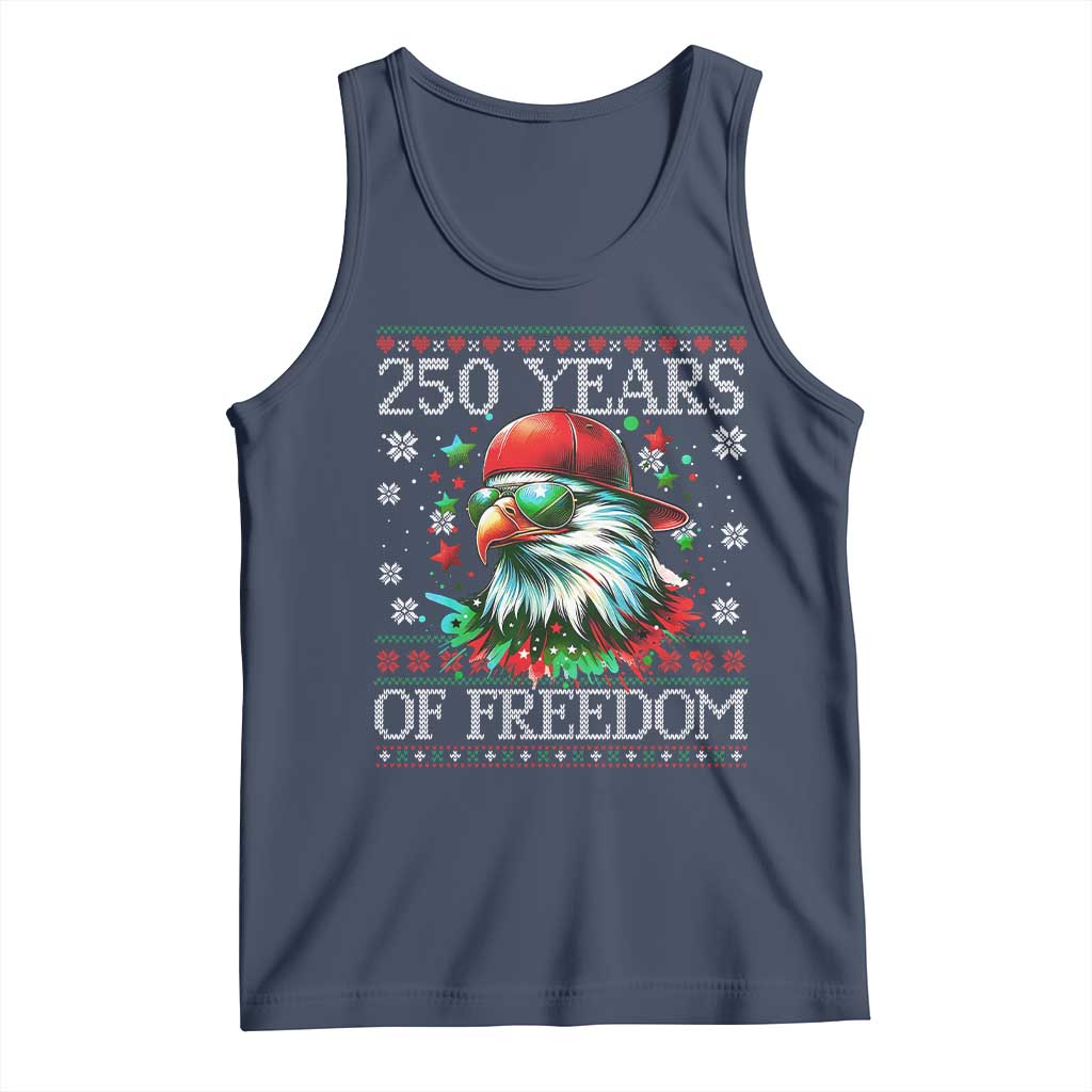 250 Years Of Freedom Christmas Tank Top 250th Anniversary USA Eagle Ugly Xmas TS10 Navy Print Your Wear