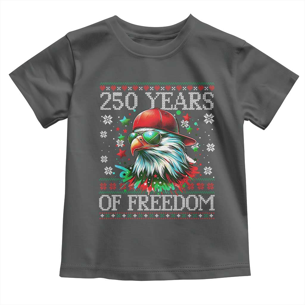250 Years Of Freedom Christmas Toddler T Shirt 250th Anniversary USA Eagle Ugly Xmas TS10 Dark Heather Print Your Wear