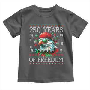 250 Years Of Freedom Christmas Toddler T Shirt 250th Anniversary USA Eagle Ugly Xmas TS10 Dark Heather Print Your Wear