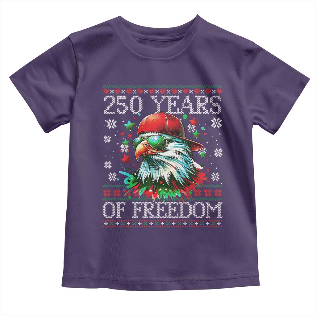 250 Years Of Freedom Christmas Toddler T Shirt 250th Anniversary USA Eagle Ugly Xmas TS10 Purple Print Your Wear