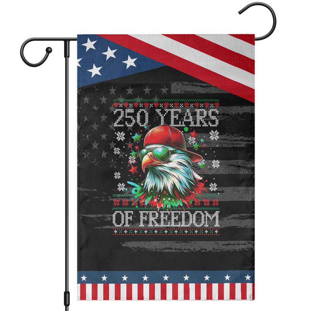 250 Years Of Freedom Christmas Garden Flag 250th Anniversary USA Eagle Ugly Xmas TS10 Distressed Black Blue Print Your Wear