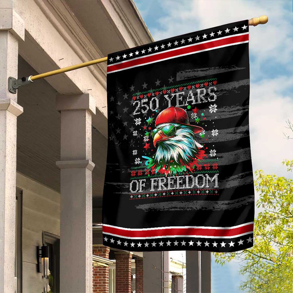 250 Years Of Freedom Christmas Garden Flag 250th Anniversary USA Eagle Ugly Xmas TS10 Distressed Black Red Print Your Wear