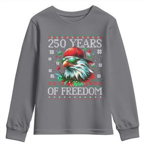250 Years Of Freedom Christmas Youth Sweatshirt 250th Anniversary USA Eagle Ugly Xmas TS10 Charcoal Print Your Wear