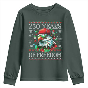 250 Years Of Freedom Christmas Youth Sweatshirt 250th Anniversary USA Eagle Ugly Xmas TS10 Dark Forest Green Print Your Wear