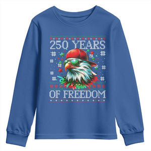 250 Years Of Freedom Christmas Youth Sweatshirt 250th Anniversary USA Eagle Ugly Xmas TS10 Royal Blue Print Your Wear