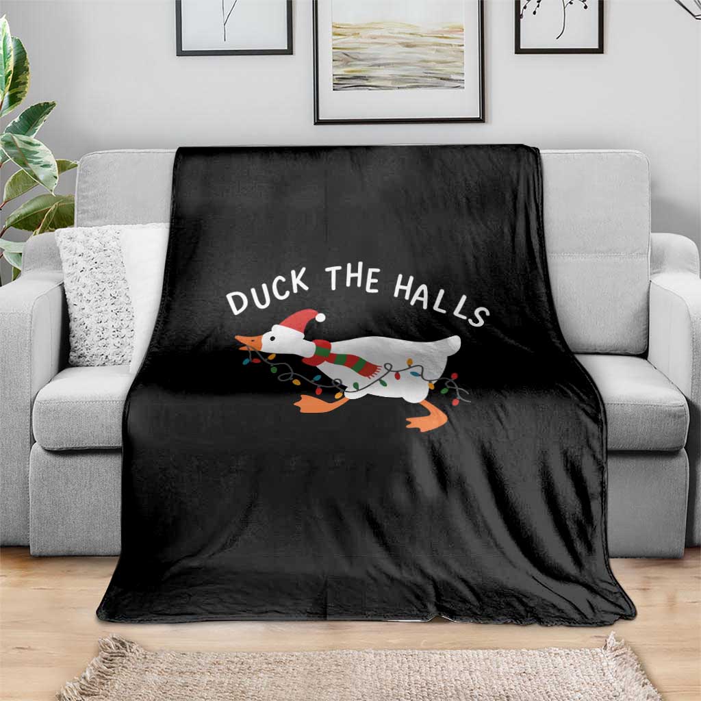 Funny Christmas Silly Goose Throw Blanket Funny Duck the Halls TS10 Print Your Wear