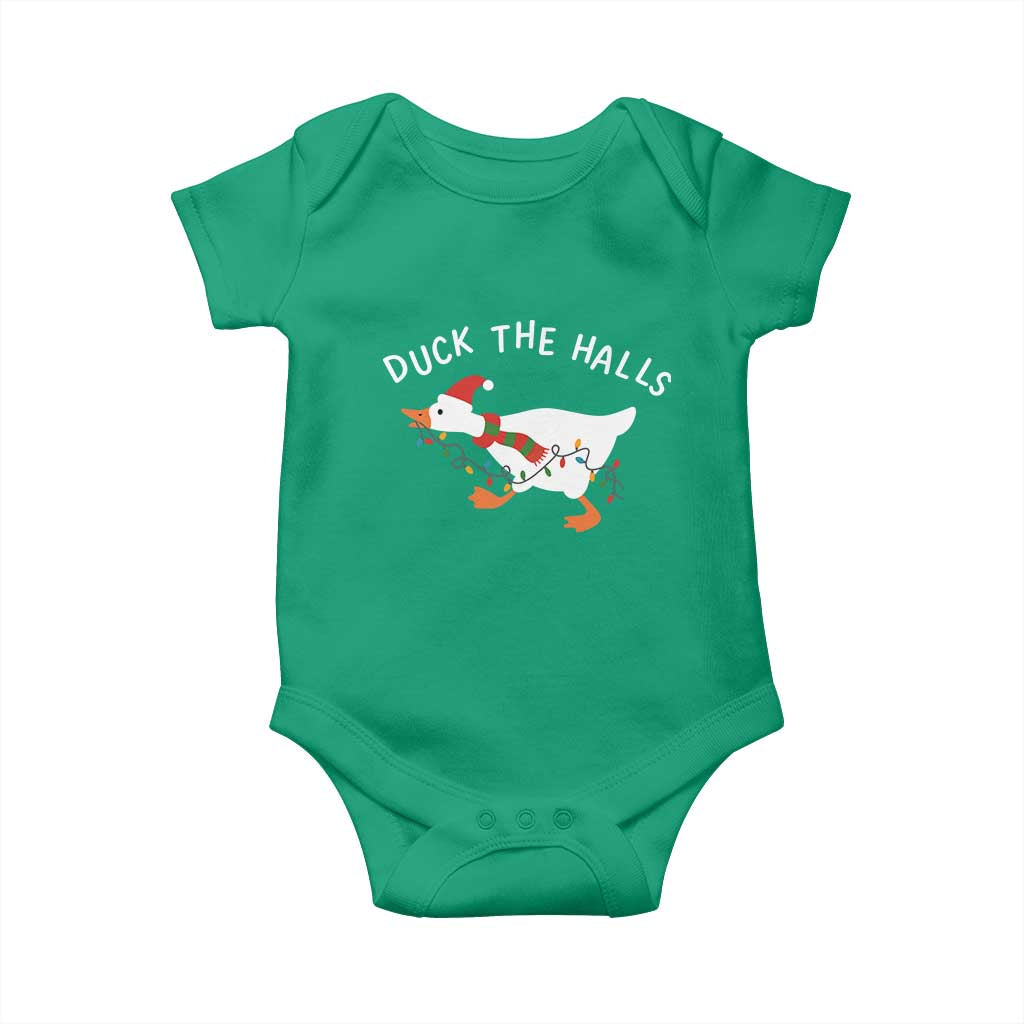 Funny Christmas Silly Goose Baby Onesie Funny Duck the Halls TS10 Irish Green Print Your Wear