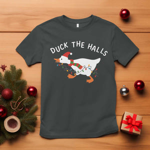 Funny Christmas Silly Goose T Shirt Funny Duck the Halls TS10 Dark Heather Print Your Wear