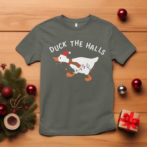 Funny Christmas Silly Goose T Shirt Funny Duck the Halls TS10 Military Green Print Your Wear