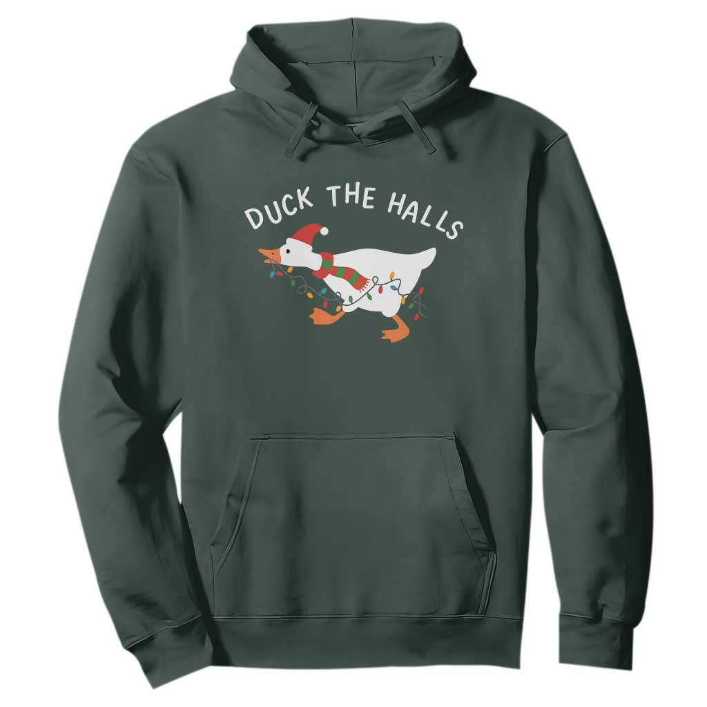 Funny Christmas Silly Goose Hoodie Funny Duck the Halls TS10 Dark Forest Green Print Your Wear