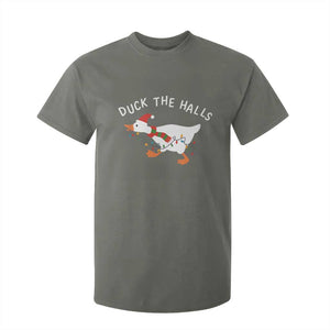 Funny Christmas Silly Goose T Shirt For Kid Funny Duck the Halls TS10 Military Green Print Your Wear