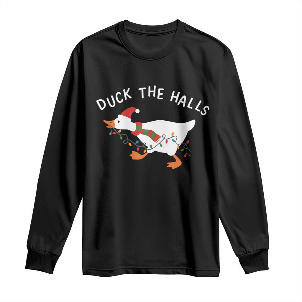 Funny Christmas Silly Goose Long Sleeve Shirt Funny Duck the Halls TS10 Black Print Your Wear