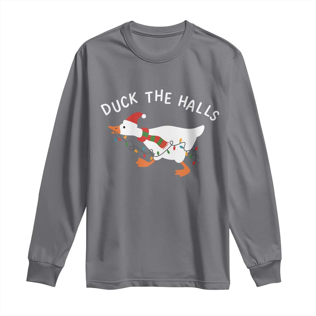 Funny Christmas Silly Goose Long Sleeve Shirt Funny Duck the Halls TS10 Charcoal Print Your Wear