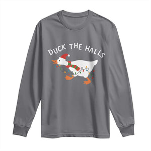 Funny Christmas Silly Goose Long Sleeve Shirt Funny Duck the Halls TS10 Charcoal Print Your Wear