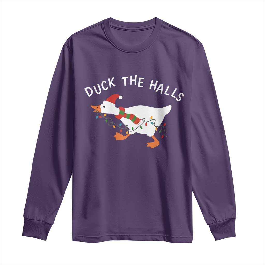 Funny Christmas Silly Goose Long Sleeve Shirt Funny Duck the Halls TS10 Purple Print Your Wear