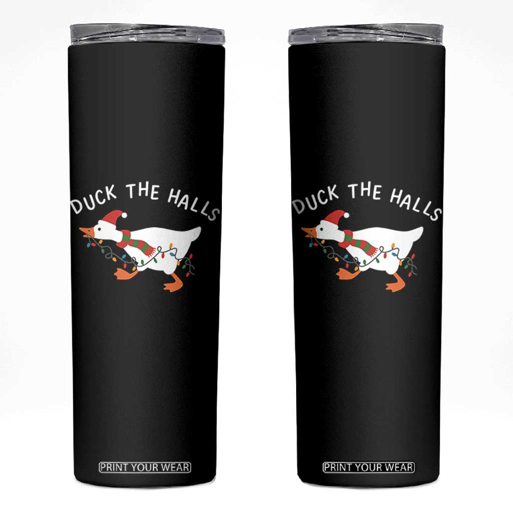 Funny Christmas Silly Goose Skinny Tumbler Funny Duck the Halls TS10 Black Print Your Wear