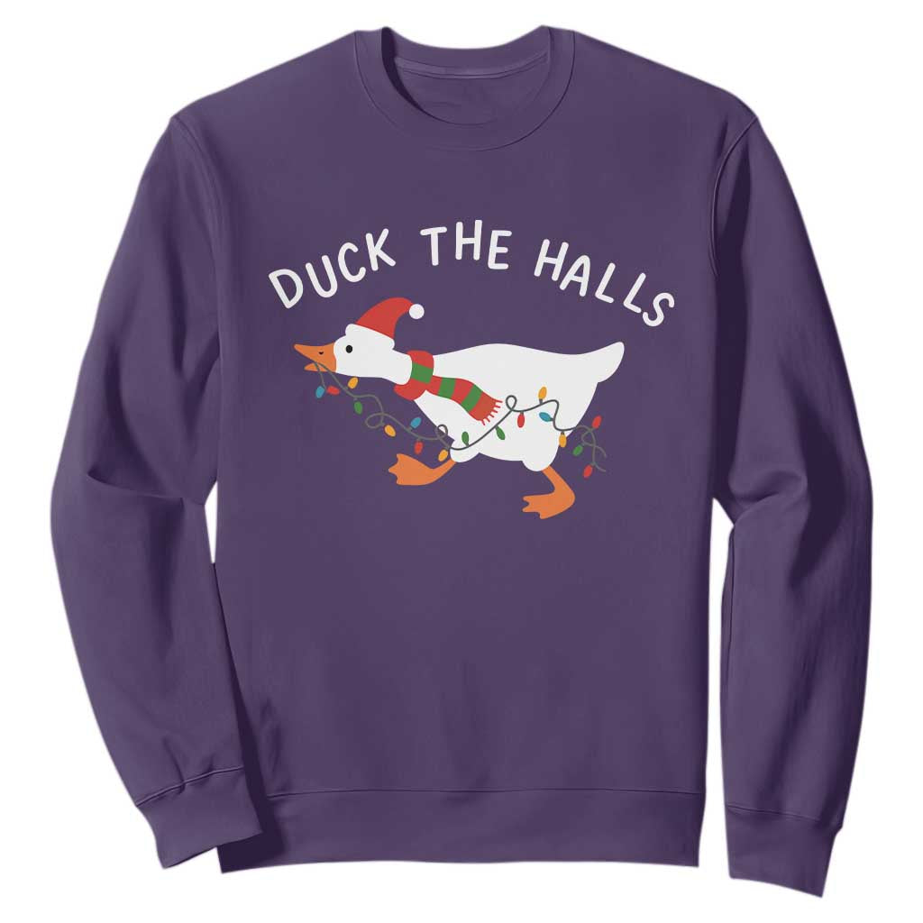 Funny Christmas Silly Goose Sweatshirt Funny Duck the Halls TS10 Purple Print Your Wear