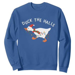 Funny Christmas Silly Goose Sweatshirt Funny Duck the Halls TS10 Royal Blue Print Your Wear