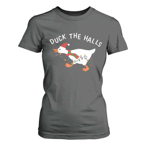 Funny Christmas Silly Goose T Shirt For Women Funny Duck the Halls TS10 Dark Heather Print Your Wear